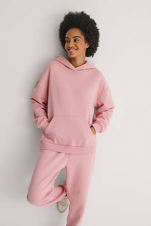Dusty Pink Ekologisk oversize hoodie med ficka