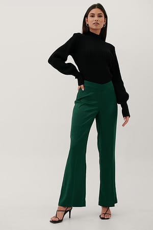 Emerald Green V-Shaped Waist Suit Pants