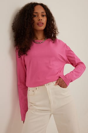 Pink Oversized Long Sleeved Top