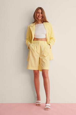 Dusty Yellow Oversized Linen Blend Shorts