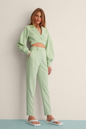 Dusty Green Straight Suit Pants