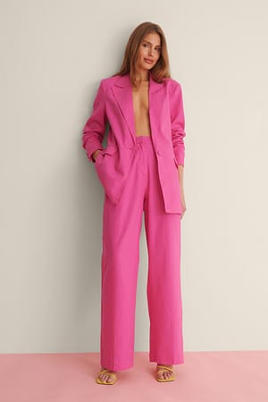 Pink Linneblandning Kostymbyxor