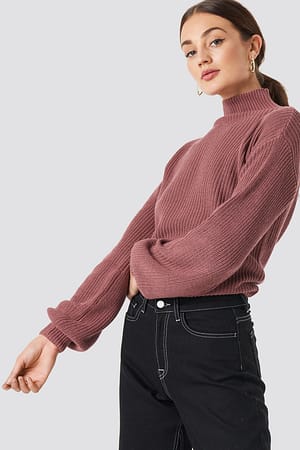 Old Rose Sweter w prążki Quini