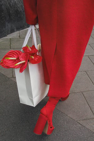 Red Sapatos de plataforma com tiras em cetim