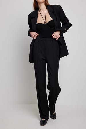 Black Pantalón de traje con adorno de costuras