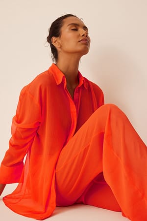 Orange Gennemsigtig oversize skjorte