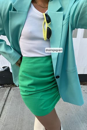 Green Minifalda estructurada fruncida