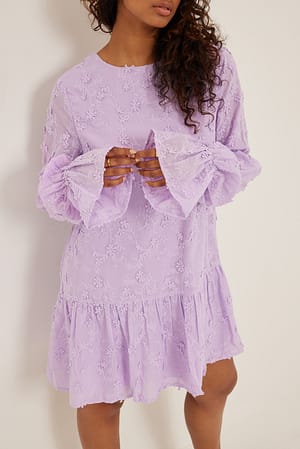 Lavender Sleeve Detail Deep Back Dress