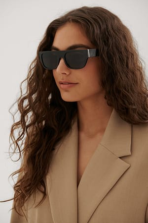 Black Slim Straight Sunglasses