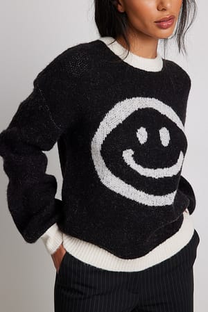Off White Pattern Sweter ze wzorem Smiley