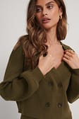 Dark Brown Knitted Balloon Arms Cardigan