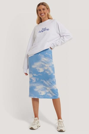 Sky Printed Skirt Outfit