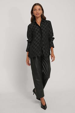Satin Check Blouse Outfit.