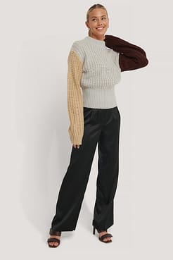 Three Color Knitted Sweater Outfit.