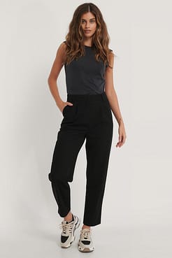 Darted Knee Suit Pants Outfit.