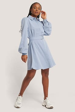 Belted Collar Shirt Dress Outfit.