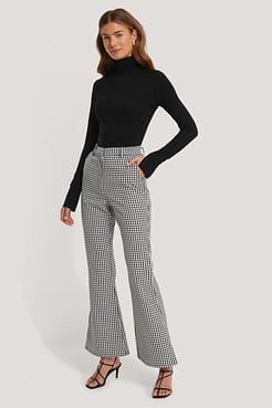 Flared Houndsthooth Trousers Outfit.