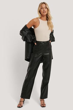 PU Mid Rise Pants Outfit.