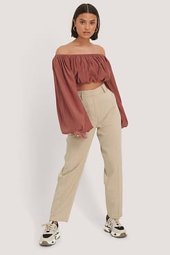 Balloon Long Sleeved Cropped Top Outfit.