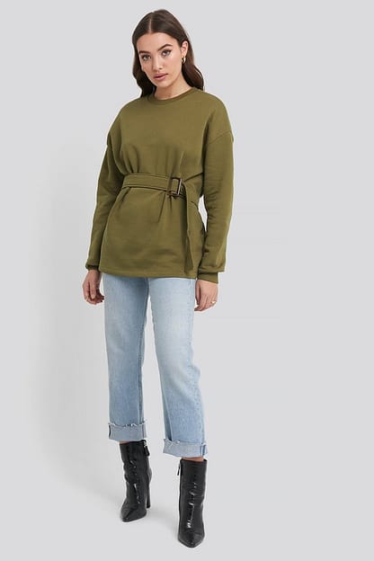 Green Belted Sweatshirt