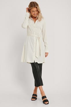 Structured Long Sleeve Shirt Dress Offwhite.