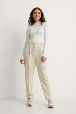 Melissa Tapered Suit Pants Outfit.