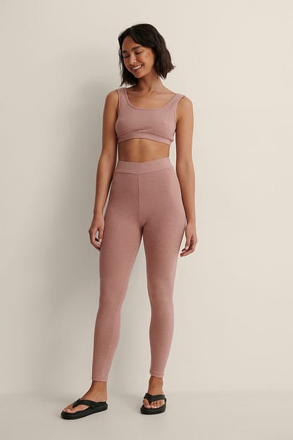 Dusty Dark Pink Recycled Ribbed Cropped Top