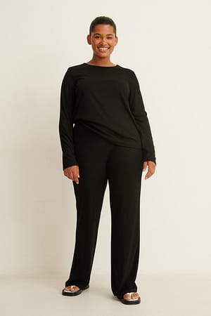 Recycled Soft Wide Ribbed Pants Outfit.