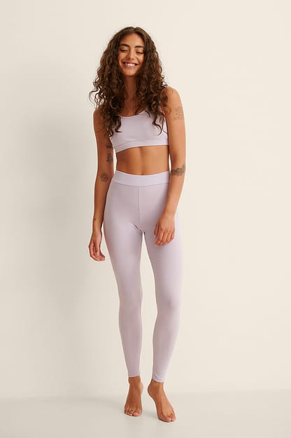 Lavender Recycled Ribbed High Waist Tights