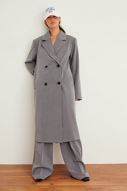 Grey Oversized Blazer Coat