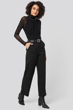 Straight Leg Wide Pants Black Outfit