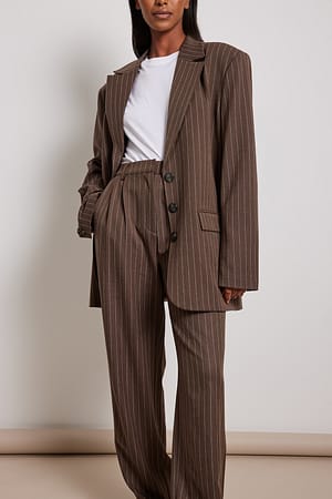 Brown/White Striped Oversized Blazer