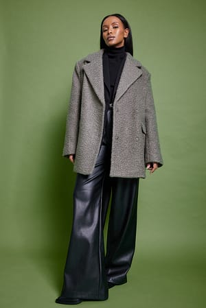 Grey Gestructureerde korte jas