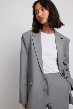 Grey Tailored Oversized-fit Blazer
