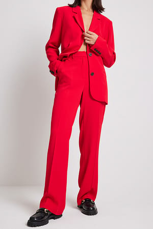 Red Skrädddade kostymbyxor med raka ben i normal passform