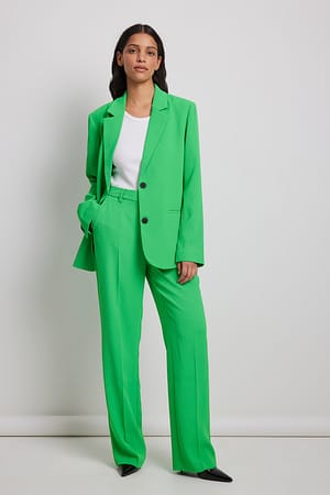 Green Tailored Regular Straight Leg Suit Pants