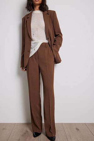 Brown Pantalón de traje recto entallado