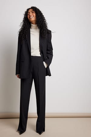 Black Pantalón de traje sastre con abertura lateral