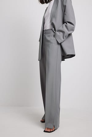 Grey Calças de fato elegantes com aberturas laterais
