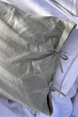 Green/Grey Capa de almofada atada em algodão