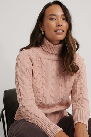 Powder Pink Polo Neck Sweater